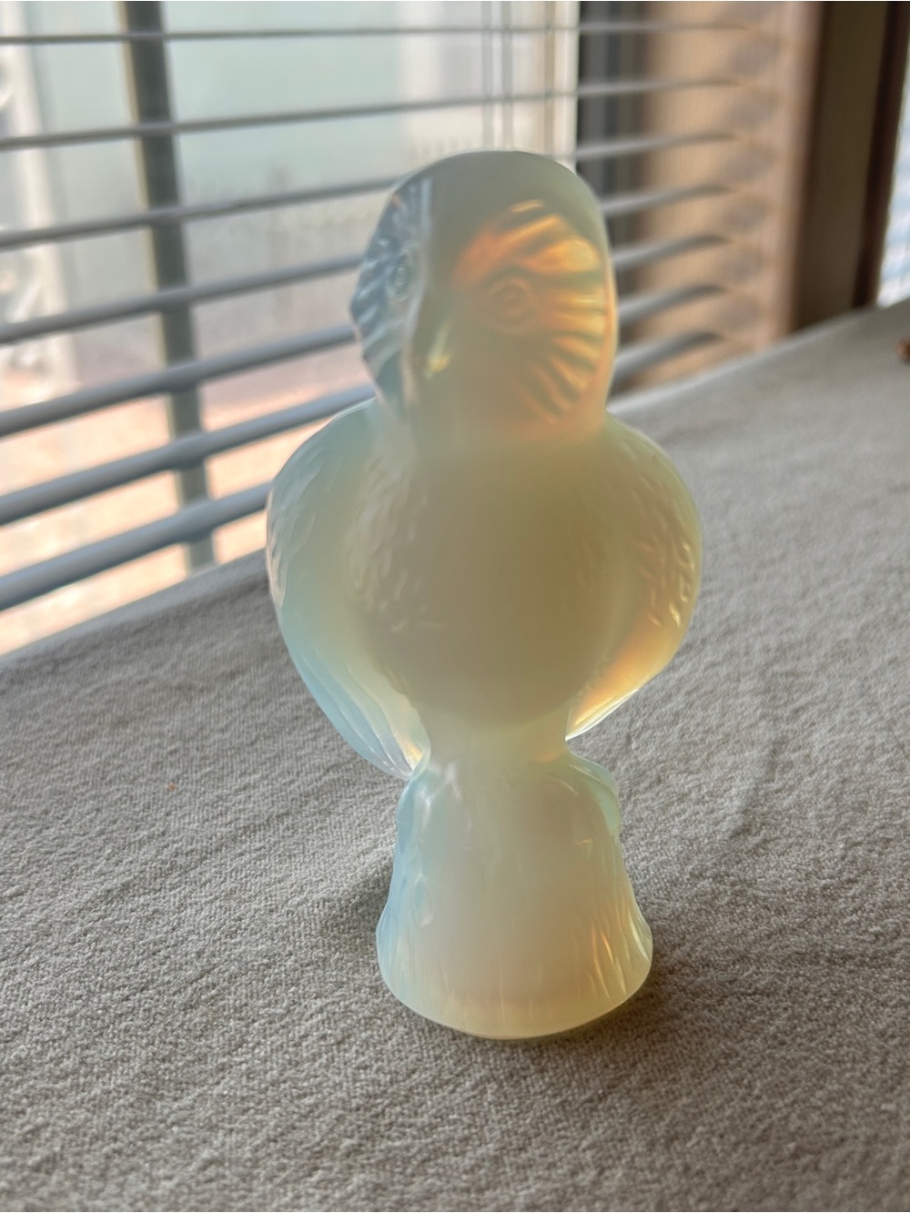 Share Vintage Sabino Opaline Glass Bird Figurine Owl Style Art Glass Sculpture